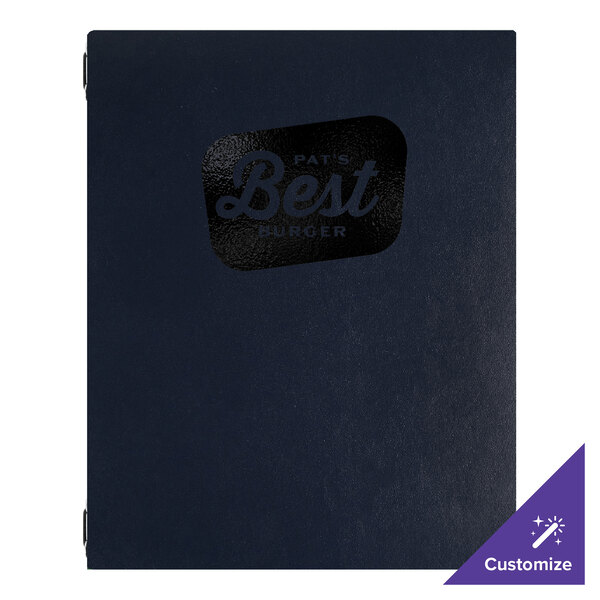 H. Risch, Inc. Augusta 8 1/2" x 11" Customizable Oakmont Blue Menu Cover with Eyelets - 25/Case