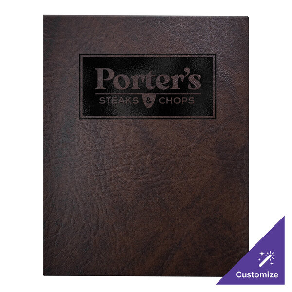 H. Risch, Inc. Augusta 8 1/2" x 11" Customizable Harley Brown Menu Cover with Screwposts - 25/Case