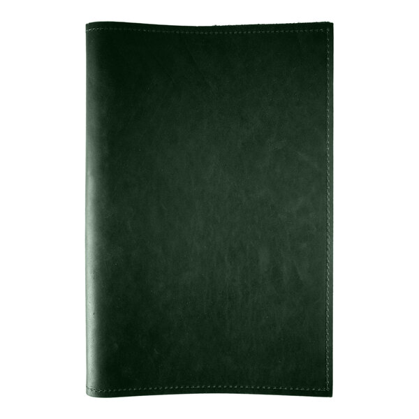 H. Risch, Inc. Genuine Leather 8 1/2" x 14" Customizable Green Portfolio Menu Cover - 25/Case