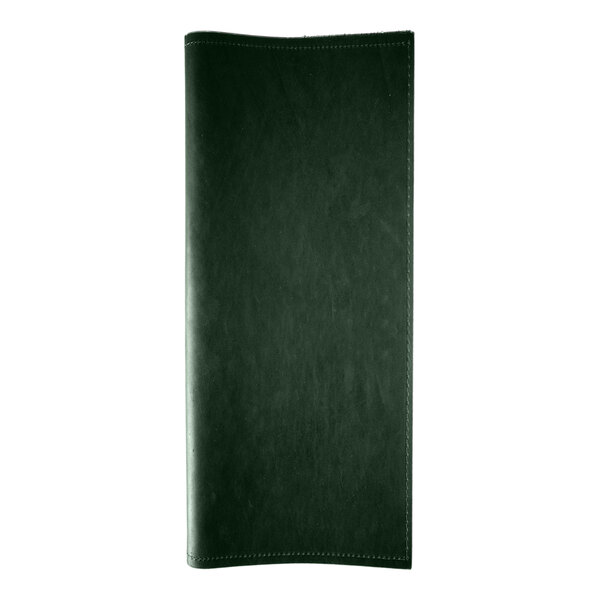 H. Risch, Inc. Genuine Leather 4 1/4" x 11" Customizable Green Portfolio Menu Cover - 25/Case
