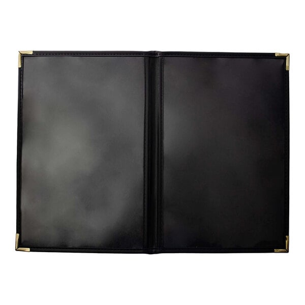 H. Risch, Inc. Rattan 5 1/2" x 8 1/2" Customizable Desert 2-View Menu Cover with Black Trim - 25/Case