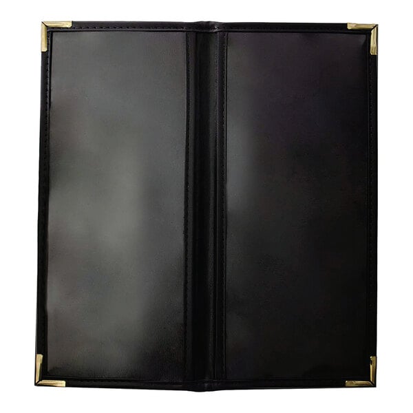 H. Risch, Inc. Rattan 4 1/4" x 11" Customizable Oxford 2-View Menu Cover with Black Trim - 25/Case