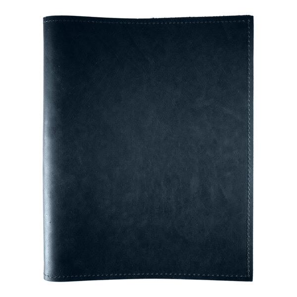 H. Risch, Inc. Genuine Leather 8 1/2" x 11" Customizable Blue Portfolio Menu Cover - 25/Case