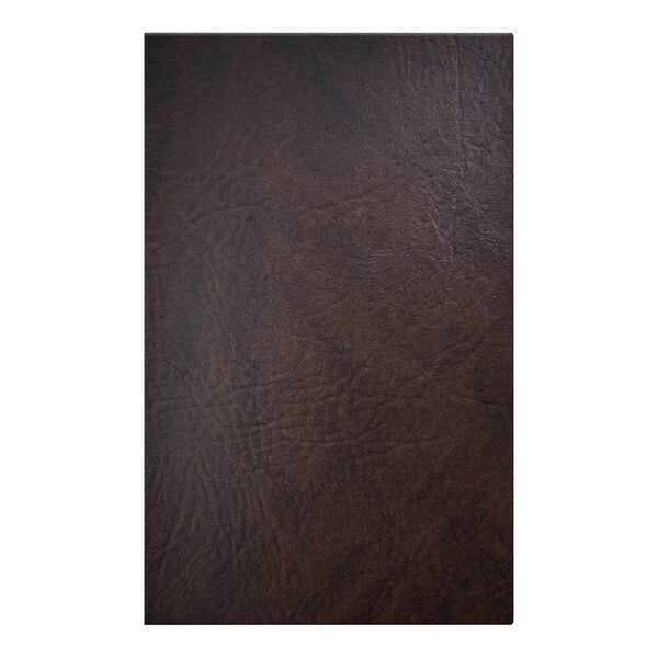 A brown leather cover with a textured surface, sized 5.5 x 8.5 inches.