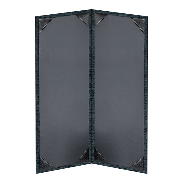A double-panel, unpadded rattan Oxford menu cover with two display views.