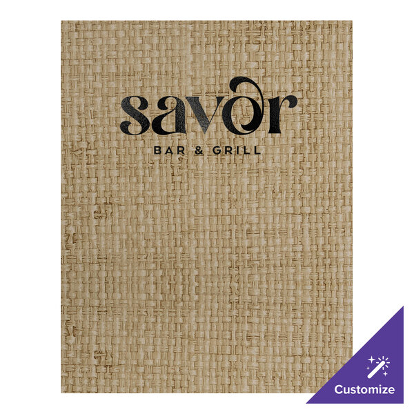 H. Risch, Inc. Rattan 8 1/2" x 11" Customizable Desert 2-View Menu Cover - 25/Case