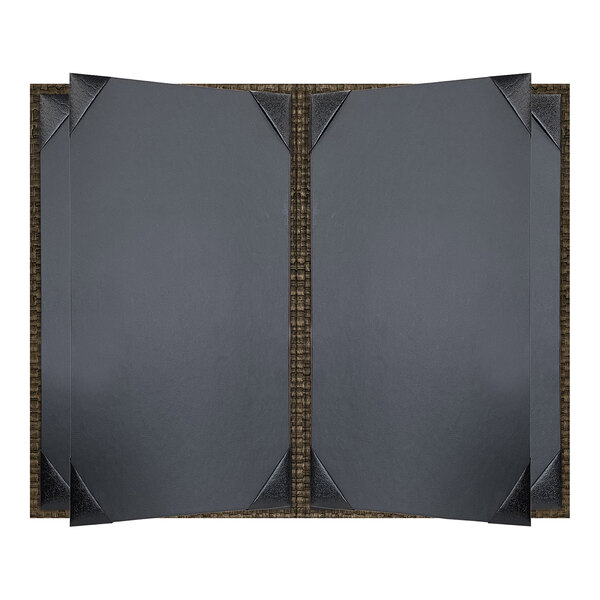 H. Risch, Inc. Rattan 8 1/2" x 14" Customizable Mocha 6-View Menu Cover - 25/Case