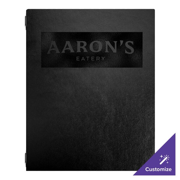 H. Risch, Inc. Augusta 8 1/2" x 11" Customizable Oakmont Black Menu Cover with Eyelets - 25/Case