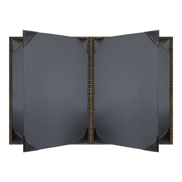 H. Risch, Inc. Rattan 8 1/2" x 11" Customizable Mocha 6-View Menu Cover - 25/Case