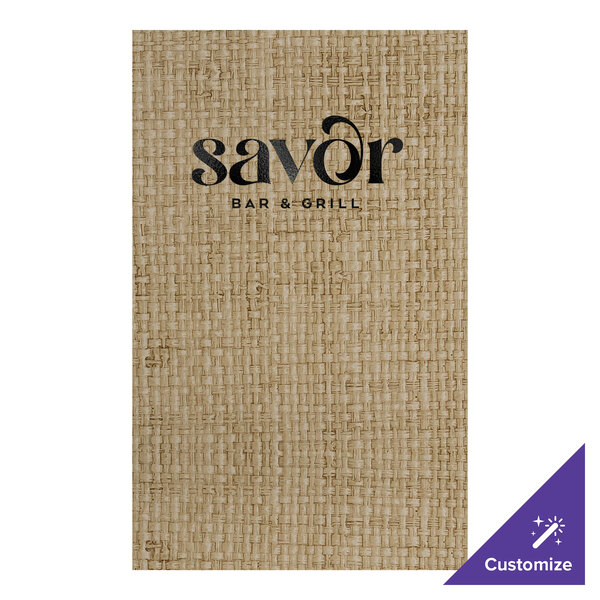 H. Risch, Inc. Rattan 8 1/2" x 14" Customizable Desert 6-View Menu Cover - 25/Case