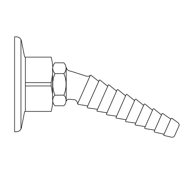 A black and white line drawing of a T&S yellow vacuum panel flange.