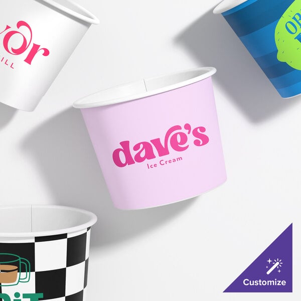 16 oz. Customizable White Paper Frozen Yogurt / Food Cup - 1,000/Case