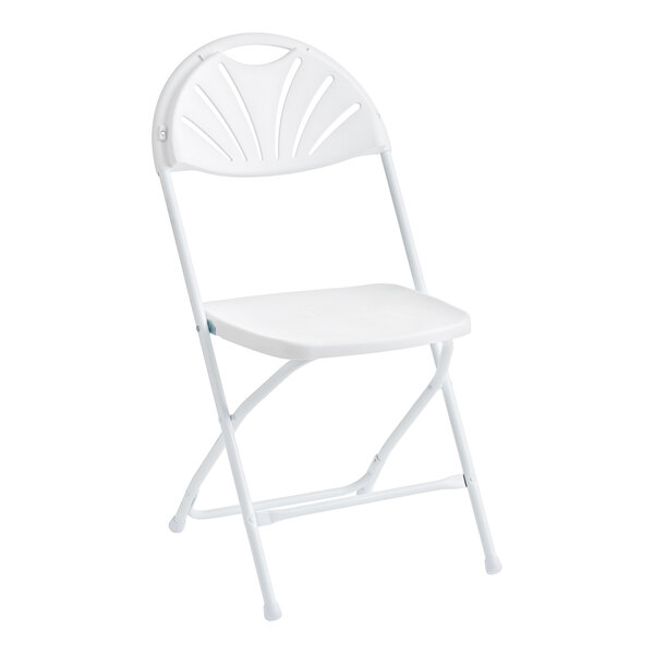 Lancaster Table & Seating White Plastic Fan Back Folding Chair - 10/Case