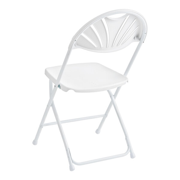 Lancaster Table & Seating White Plastic Fan Back Folding Chair - 10/Case
