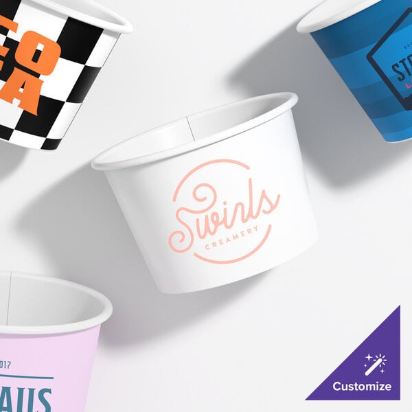 8 oz. Customizable White Paper Frozen Yogurt / Food Cup - 1,000/Case
