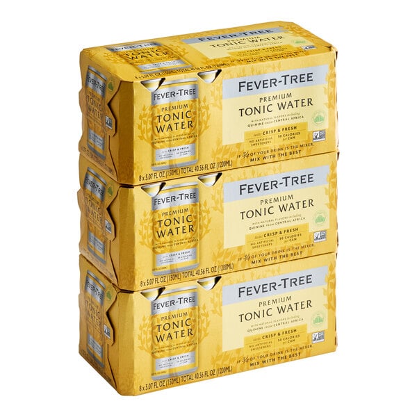 A 24-pack case of Fever-Tree Premium Tonic Water in 5 fl. oz. cans.