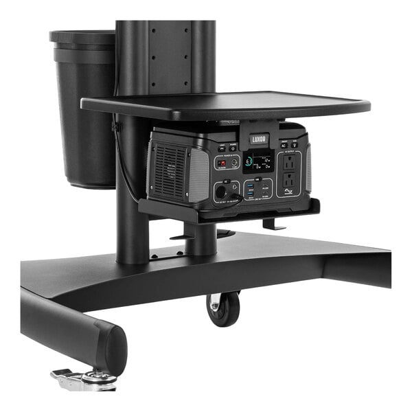 Luxor Powered Mobile Warehouse Workstation Cart with Rechargeable Lithium-Ion Battery, Locking Drawer, and Waste Basket UCSP001