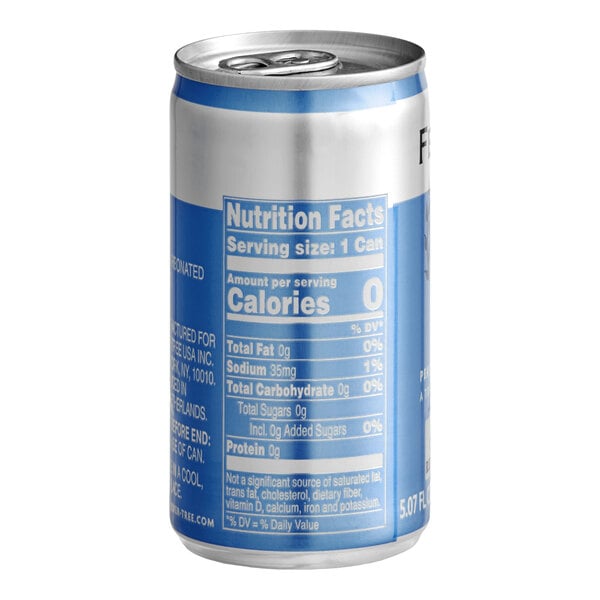 A small silver and blue can of Fever-Tree Premium Club Soda.