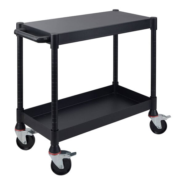 Luxor MightyHaul 39 15/16" x 18 1/8" x 36 7/8" Steel 2-Shelf Adjustable Height Heavy-Duty Industrial Utility Cart with Reversible Tub or Flat Shelves and Heavy-Duty Casters UCMT012 - 1,200 lb.