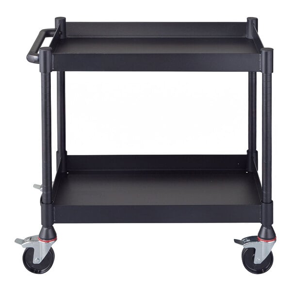 Luxor MightyHaul 39 15/16" x 18 1/8" x 36 7/8" Steel 2-Shelf Adjustable Height Heavy-Duty Industrial Utility Cart with Reversible Tub or Flat Shelves and Heavy-Duty Casters UCMT012 - 1,200 lb.