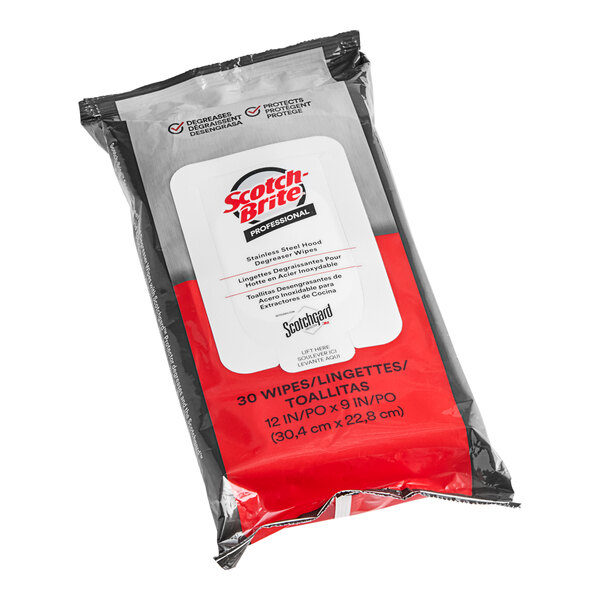 3M 36397 Scotch-Brite™ 9" x 12" Stainless Steel Hood Degreaser Wipes with Scotchgard™ Protector - 180/Case