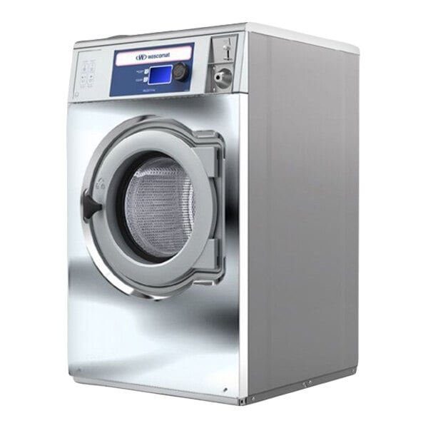 Wascomat WQD Series WQD730 4.6 cu. ft. 28 3/8" Electric Front-Load Commercial Washer with 6" Steel Base - Coin Operated - 120V
