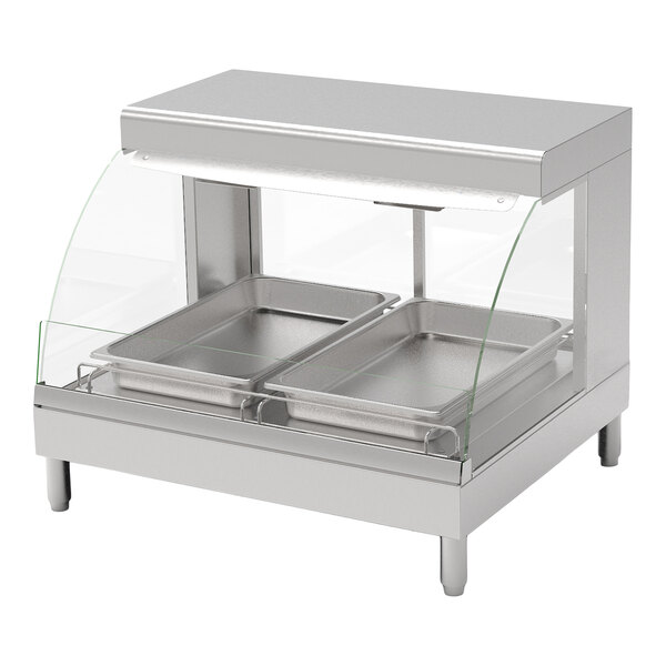 Giles GCW-2/1-SS 71871 31 11/16" 2-Pan Countertop Self-Serve Hot Food Merchandiser - 120V