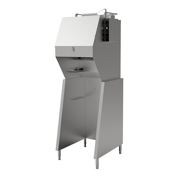A free-standing ventless recirculating hood with an integrated fire suppression system.