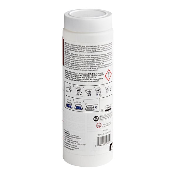 A white cylindrical container of Urnex Cafiza Espresso Machine Cleaning Powder.
