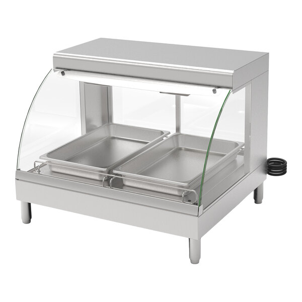 Giles GCW-2/1-FS 71870 31 11/16" 2-Pan Countertop Full-Serve Hot Food Merchandiser - 120V