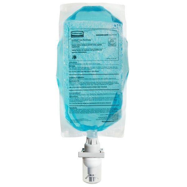A refill pouch of Rubbermaid Autofoam enriched foam moisturizing hand soap with a light floral scent.