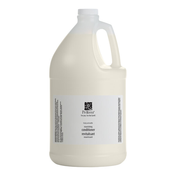 A one-gallon jug of ProTerra honey and vanilla nourishing conditioner.