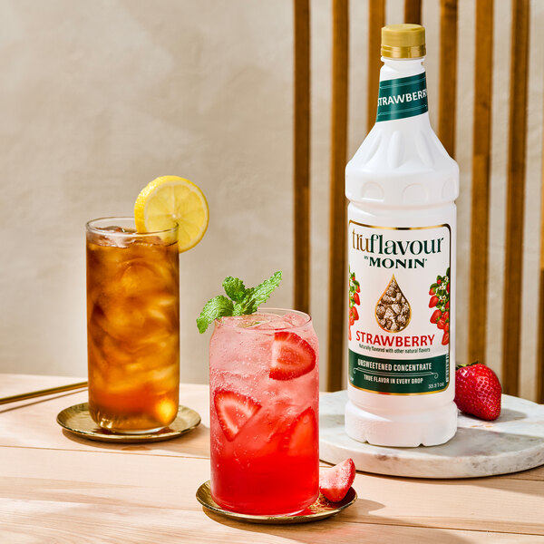 TruFlavour by Monin Unsweetened Strawberry Flavor Concentrate 1 Liter