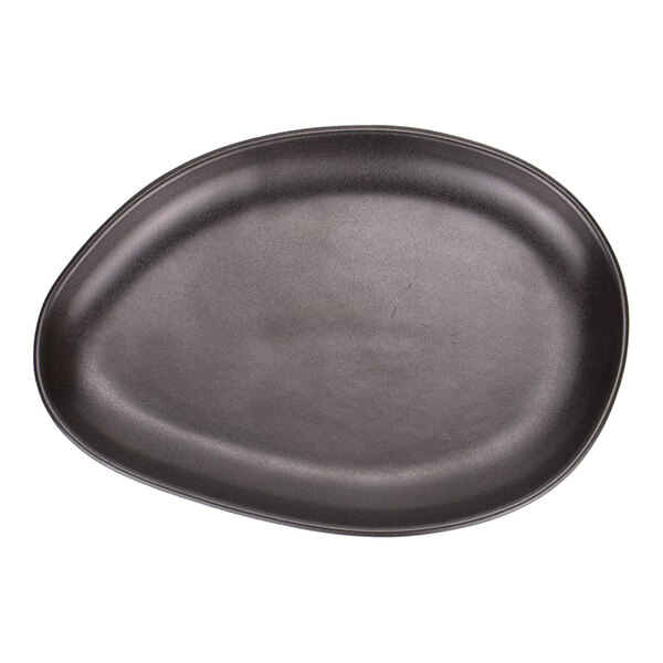 Maria Portugal Terracota Harmony by Arc Cardinal 6 7/8" x 4 3/4" Matte Black Organic Stoneware Plate - 6/Case