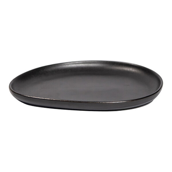 Maria Portugal Terracota Harmony by Arc Cardinal 8 7/8" x 6 1/8" Matte Black Organic Stoneware Plate - 6/Case