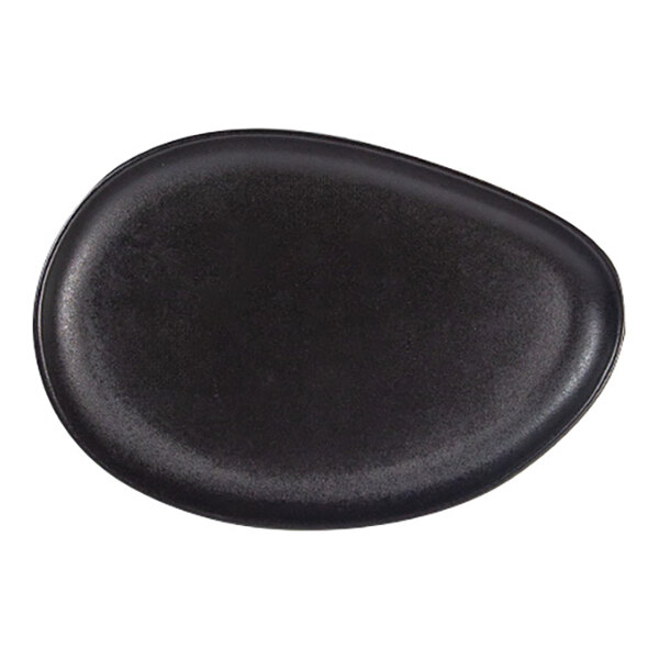 Maria Portugal Terracota Harmony by Arc Cardinal 8 7/8" x 6 1/8" Matte Black Organic Stoneware Plate - 6/Case