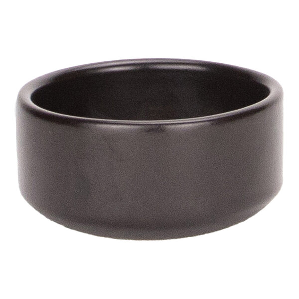 Maria Portugal Terracota Harmony by Arc Cardinal 1.5 oz. Matte Black Round Stoneware Ramekin - 6/Case
