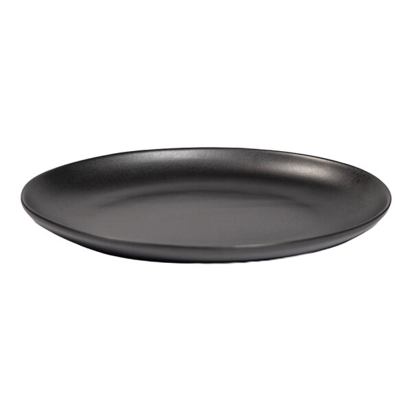 Maria Portugal Terracota Harmony by Arc Cardinal 12 1/4" x 8 1/2" Matte Black Oval Stoneware Platter - 2/Case