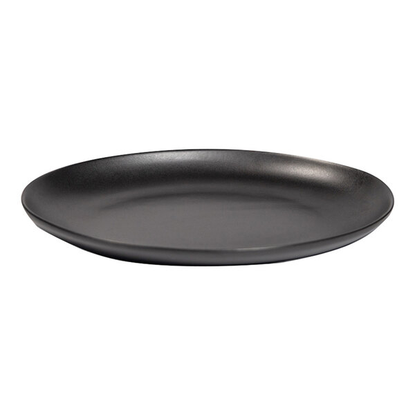 Maria Portugal Terracota Harmony by Arc Cardinal 15 1/2" x 10 3/4" Matte Black Oval Stoneware Platter - 2/Case