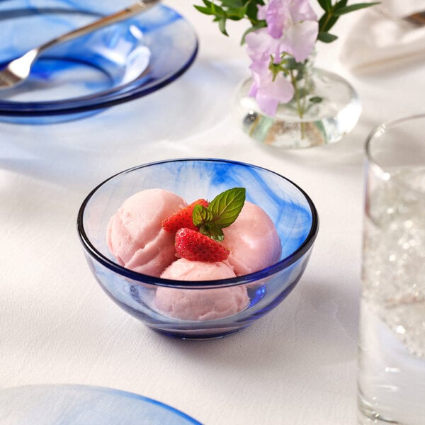Libbey Watercolor 14.7 oz. Blue Glass Serving Bowl - 12/Case