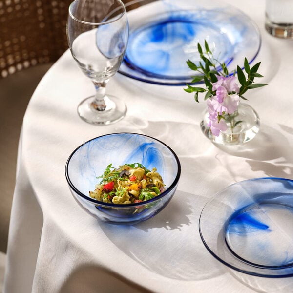 Libbey Watercolor 7 1/2" Blue Glass Salad Plate - 12/Case