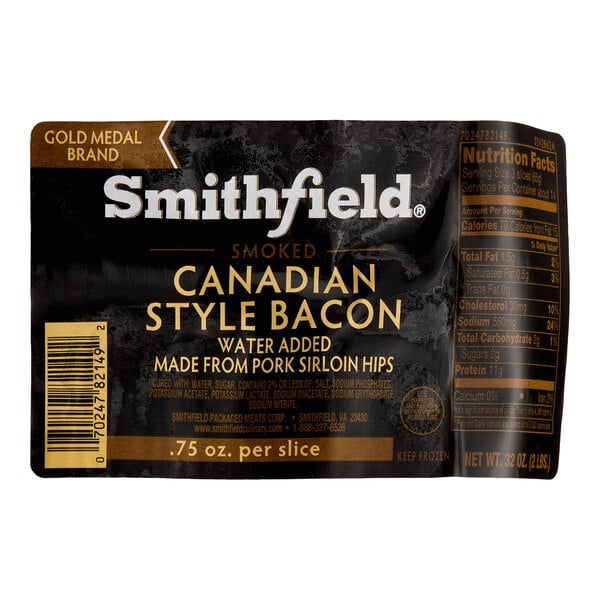 Smithfield 0.75 oz. Fully Cooked Canadian Style Bacon 2 lb. - 6/Case
