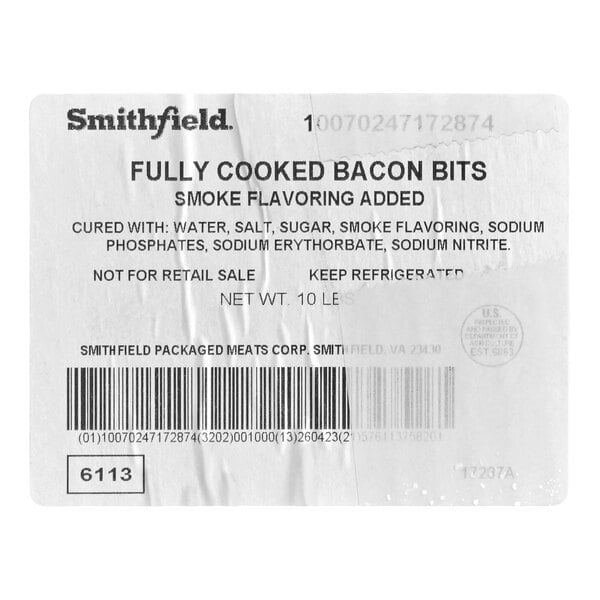 Smithfield Fully Cooked Bacon Bits 5 lb. - 2/Case