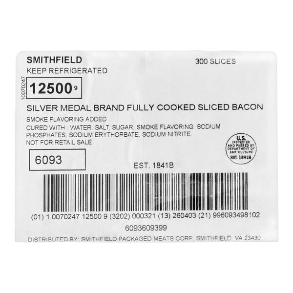 Smithfield Fully Cooked Bacon 1.61 lb. - 2/Case