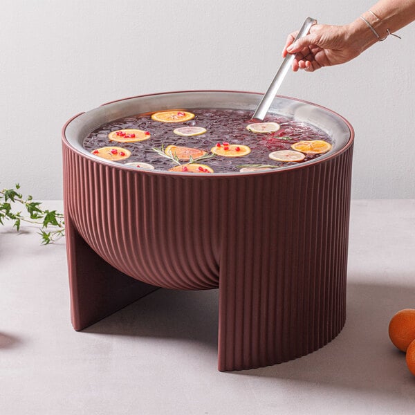Mogogo Moby from Steelite International 6.6 Gallon Round Ribbed Maroon Countertop Cold Housing MGSMOBMA0101