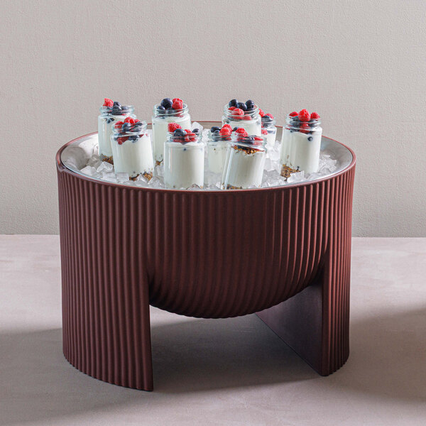 Mogogo Moby from Steelite International 6.6 Gallon Round Ribbed Maroon Countertop Cold Housing MGSMOBMA0101