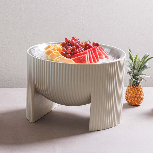 Mogogo Moby from Steelite International 6.6 Gallon Round Ribbed Butter Cream Countertop Cold Housing MGSMOBBC0101