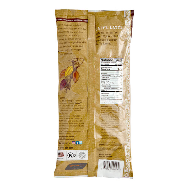 MOCAFE Caffe Latte Frappe Mix Powder 3 lb. - 4/Case