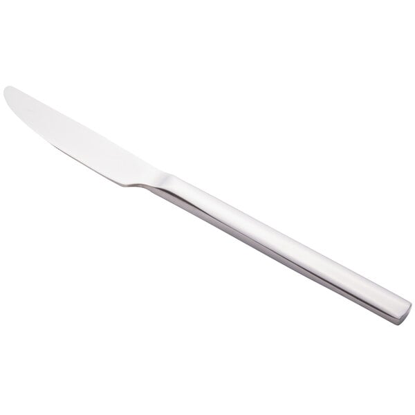 Libbey Elexa 9" 18/0 Stainless Steel Heavy Weight Solid Handle Dinner Knife with Serrated Blade - Sample