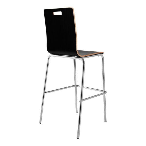 National Public Seating Bushwick Bentwood Series Black Finish Cafe Bar Stool